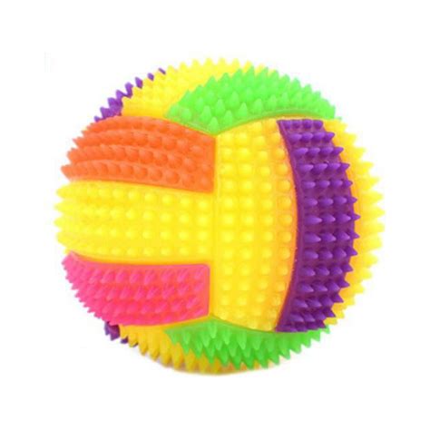 Light Up Dog Balls Flashing Elastic Squeaky Spike Ball Interactive Pet ...