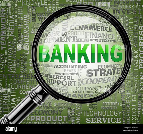 Banking Magnifier Meaning Bank Finance 3d Rendering Stock Photo - Alamy