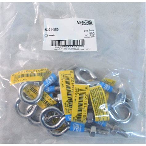 National Hardware N221-580 Eye Bolts 1/4" x 2-1/2" Stainless Steel (10 ...
