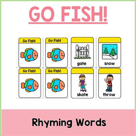 Rhyming Words Go Fish | Phonics Center Activity | TPT