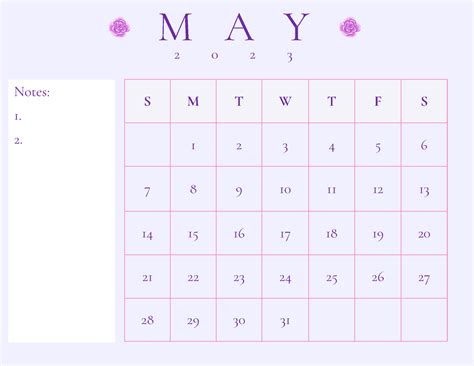 Printable May Calendar Word