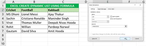 Dynamic List in Excel 的图像结果