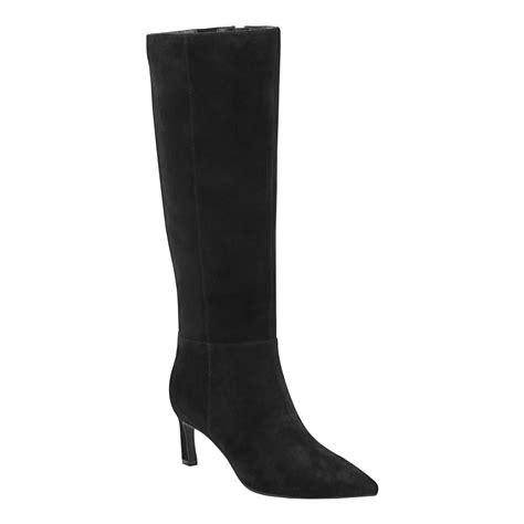 Women's Lucinda Kitten Heel Leather Boot - Black Suede | Marc Fisher ...
