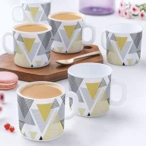Larah by BOROSIL Nivaah Opalware Mug, Set of 12 Tea/Coffee Mugs, 180 ml ...