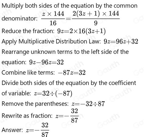 Solved: Solve the following equation for the unknown variable. z/16 ...