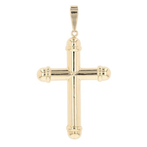 2.25" Religious Tube Style Cross Pendant No Chain 14k Yellow Gold 5.85 ...