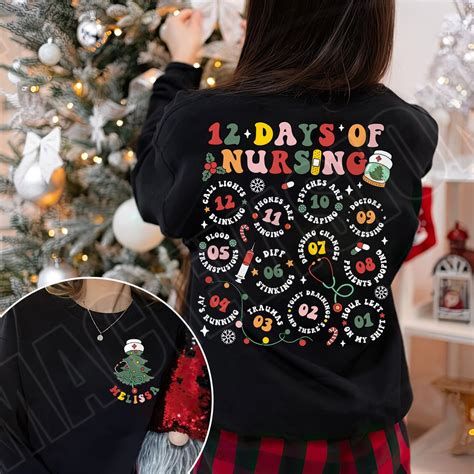Christmas Nurse Sweatshirt,xmas Winter Nurse Crew, 12 Days of Nursing ...
