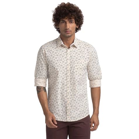 Men Yellow Slim Fit Print Cotton Full Sleeve Shirts – MyRaymond