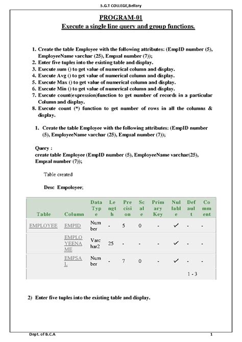BCA III SEM DBMS - Practical Notes for DBMS Commands and Query ...