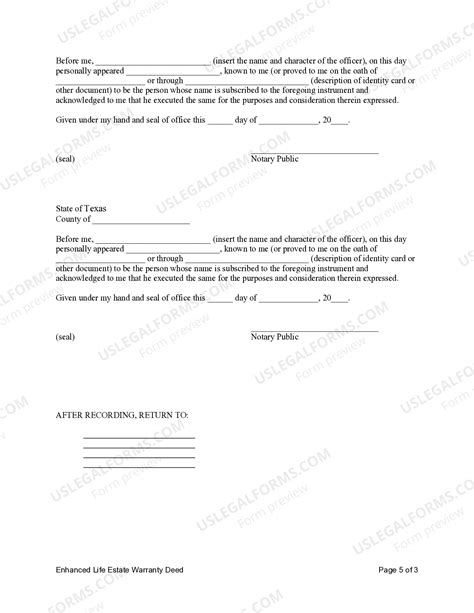 Texas Enhanced Life Estate or Lady Bird Grant Deed from Two Individuals ...