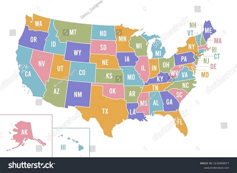 Usa Map With State Names And Abbreviations