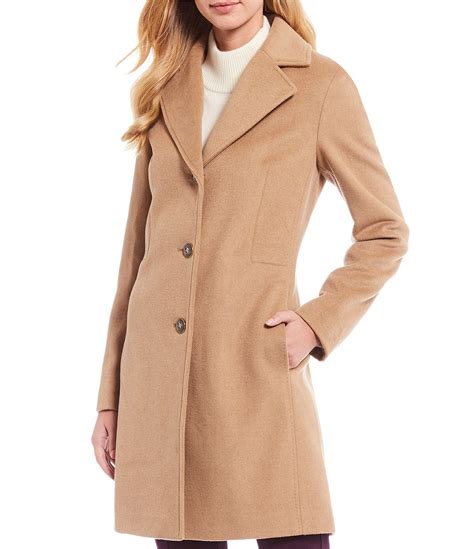 Calvin Klein Classic Wool Cashmere Reefer Blend Coat #Dillards | Camel ...