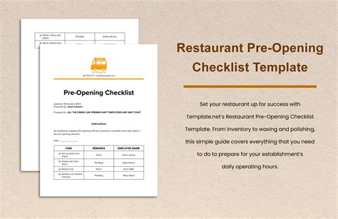 Image result for Restaurant Checklist