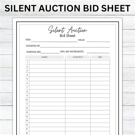 Silent Auction Bid Sheet Printable - Printable New Year Banners