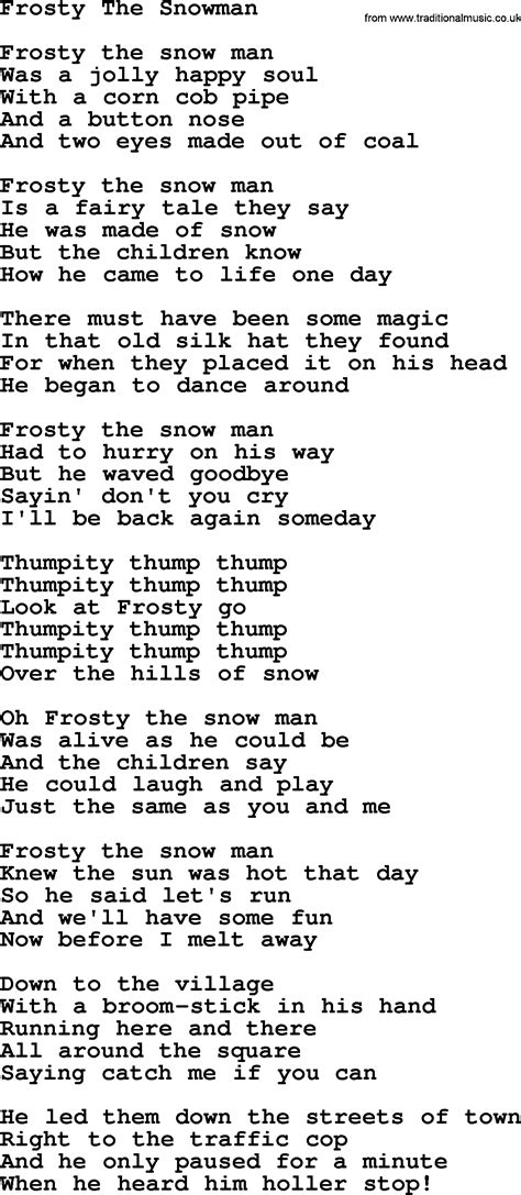 Frost Snowman Lyrics