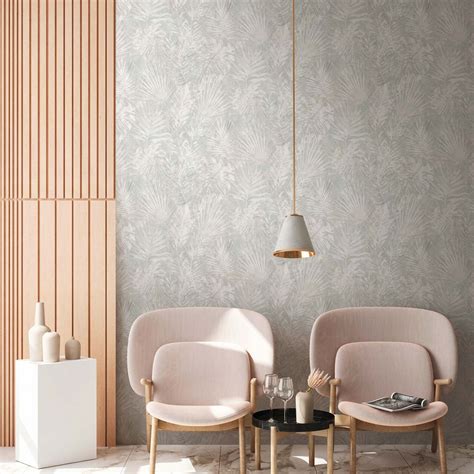 Jungle Wallpaper PVC-Free - Palm Tree Wallpaper by A.S. Création Grey ...
