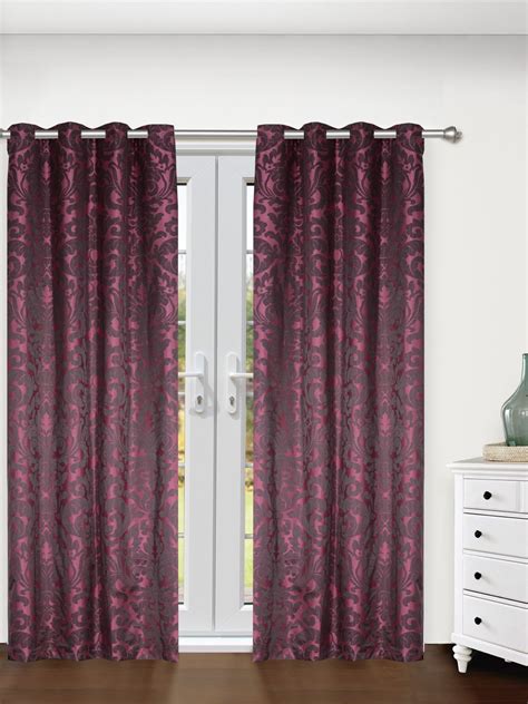 Buy S9 Set of 2 Floral Pink, Room Darkening Door Premium Curtains with ...