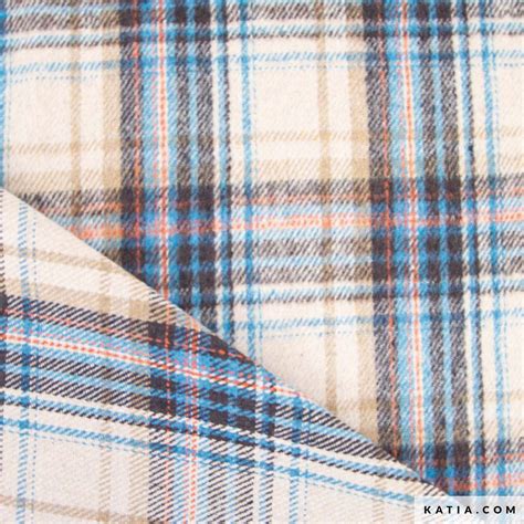 Checkered flannel fabric in blue and brown tones - Autumn / Winter ...