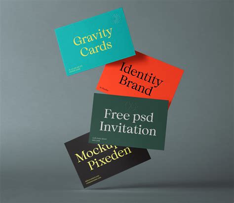 Free Falling Gravity Business Cards Mockup PSD Set - PsFiles