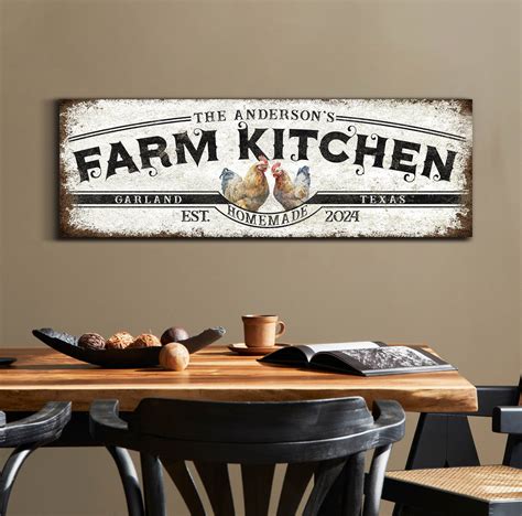 Personalized Farm Kitchen Sign, Custom Farmhouse Kitchen Wall Art ...