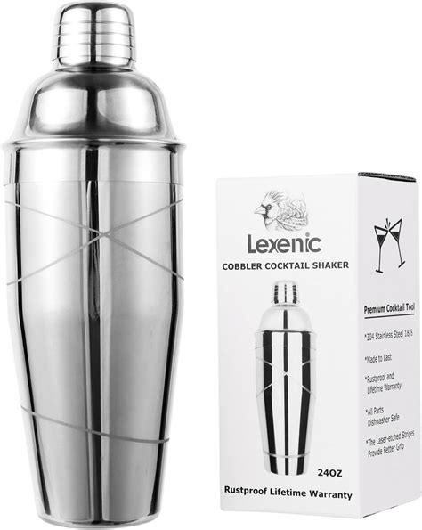 Amazon.com: Lexenic Cocktail Shaker 24oz - Premium 304 Stainless Steel ...