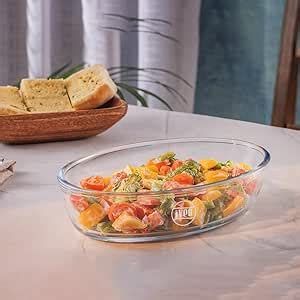 Buy Borosilicate Glass Baking Tray by iveo, Microwave Safe Tray Bake ...