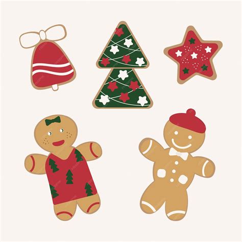 Premium Vector | Set of gingerbread cookies for christmas