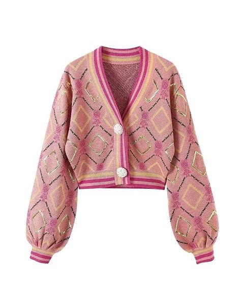 Pink Sequin Patterned Cropped Cardigan | Sweaters for women, Cropped ...