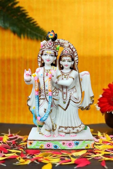 Buy SHRESHTHA IDOLS Radha Krishna White Marble Handcrafted Statue 15 ...