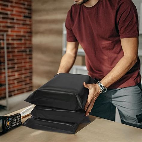 Black Courier Bags / Black Polymailers - With POD Jacket - 60 Micron