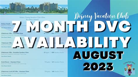 7 Month Availability for Disney Vacation Club Resorts: August 2023 ...