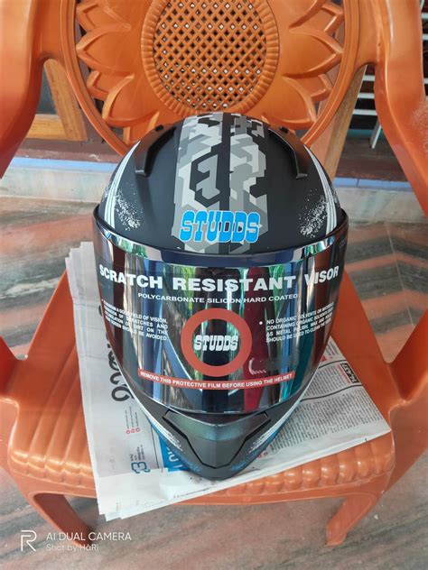 Studds Helmet Thunder D2 with Mirror Visor (Matt Black N1, x-large ...