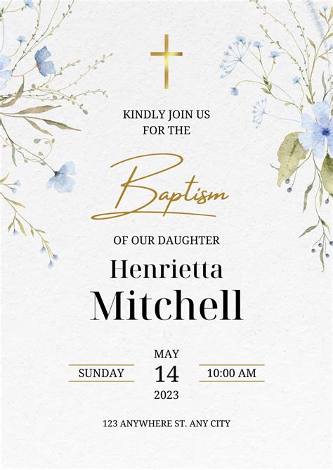 Free printable, customizable baptism invitation templates - Worksheets ...