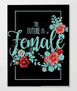 lazyduke Printed The Future is Female Floral Black backgorund (14X20 ...