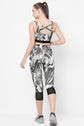 Laasa Sports | Women Grey & Black Camo Printed Workout Capri Set