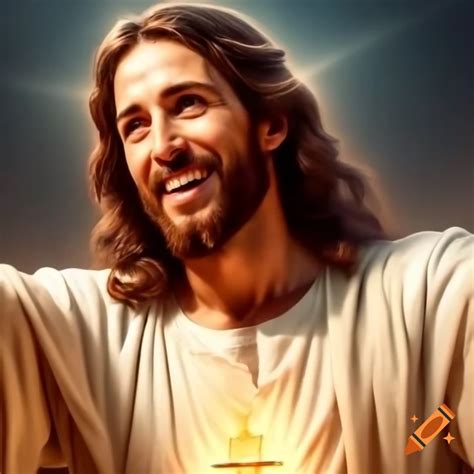 Jesus christ in a golden crown on king's throne in clouds on Craiyon