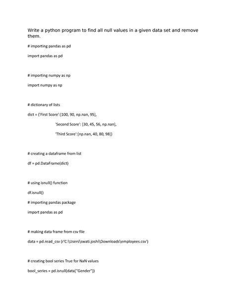 P2 - ML Practical 2 - Write a python program to find all null values in ...