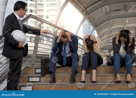 Employee Was Scolded by Supervisor Feeling Be Serious Holding Her Head while Her Boss is ...