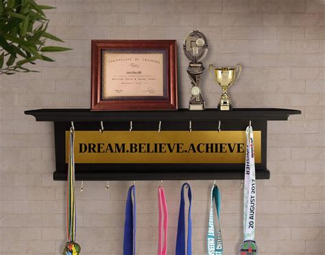 TIED RIBBONS Medal and Trophy Holder for Wall Hanging Home Office Shelf ...