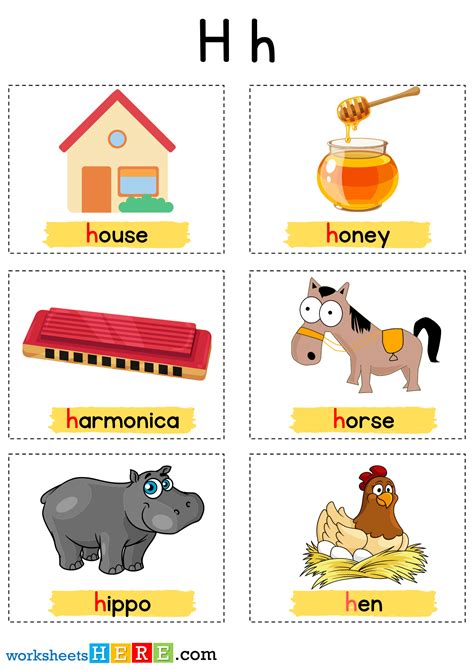Things That Start With H Letter with Pictures, Alphabet H Words Examples - WorksheetsHere.com ...