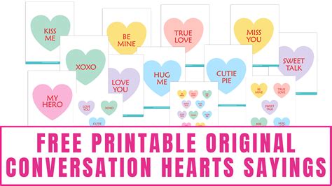 Free Printable Original Conversation Hearts Sayings