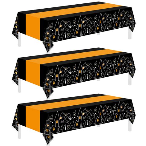 Amazon.com: Halloween Tablecloths,3 Pack Disposable Plastic Tablecloths ...