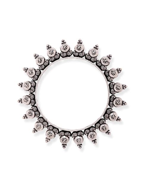 Rubans Set Of 2 Silver-Plated Oxidized Artisan-Crafted Bangles with Gh