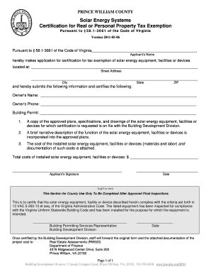 Fillable Online eservice pwcgov Solar Energy Systems - Tax Exemption ...