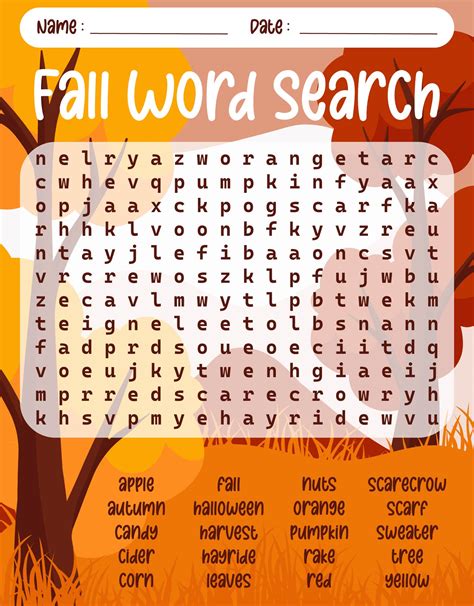 Fall Word Search Puzzles Printable - Free coloring pages to print