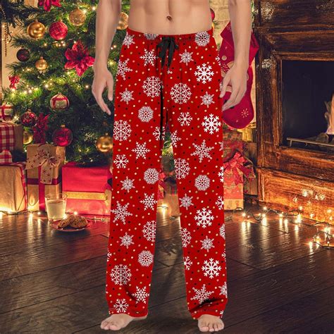 Mens Christmas Pajama Pants Funny Xmas Print Pj Bottoms Comfy ...
