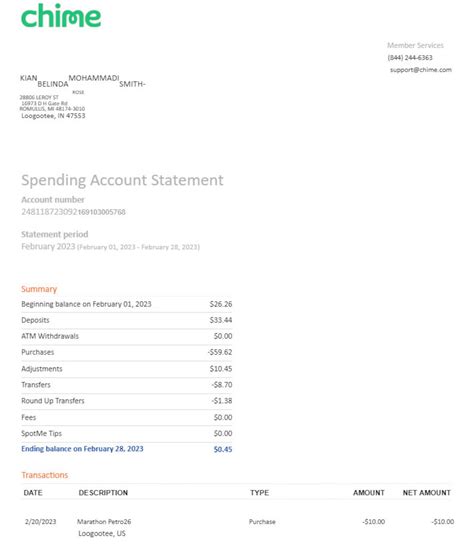 Chime Bank Statement Template Fully Editable Google Docs - Etsy