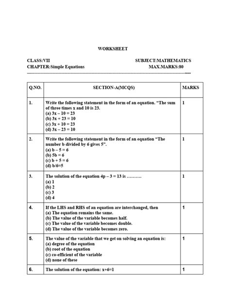 Image result for Worksheet of Maths Class 7
