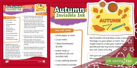 Autumn Invisible Ink Activity