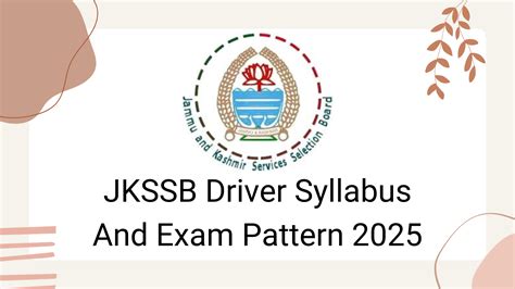 JKSSB Driver Syllabus And Exam Pattern 2025, Check Exam Structure Details